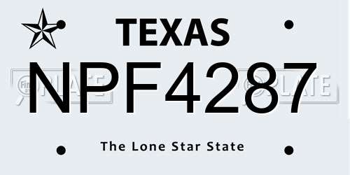 NPF4287 Texas License Plate
