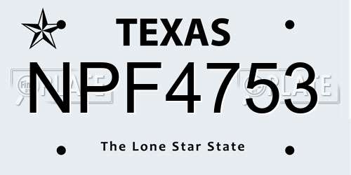NPF4753 Texas License Plate