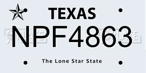 NPF4863 Texas License Plate
