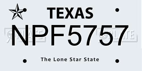 NPF5757 Texas License Plate