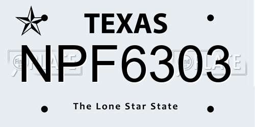 NPF6303 Texas License Plate
