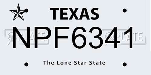NPF6341 Texas License Plate