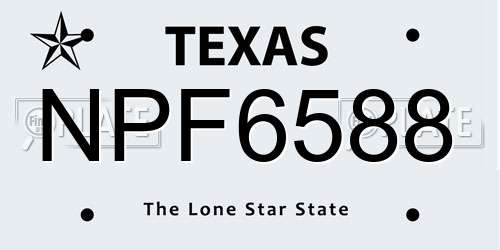 NPF6588 Texas License Plate