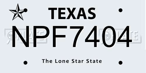 NPF7404 Texas License Plate