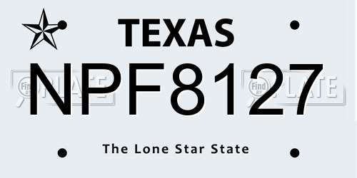 NPF8127 Texas License Plate