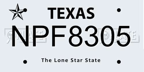 NPF8305 Texas License Plate