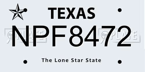 NPF8472 Texas License Plate