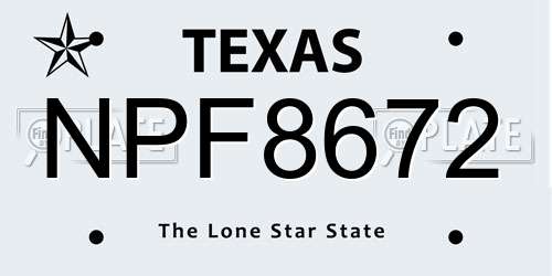 NPF8672 Texas License Plate