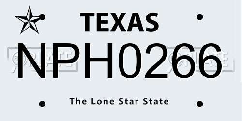NPH0266 Texas License Plate
