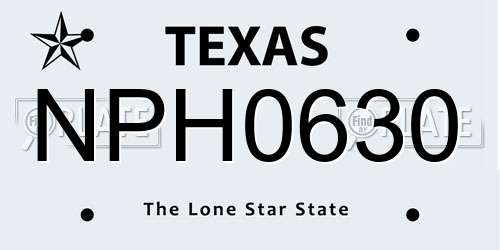 NPH0630 Texas License Plate