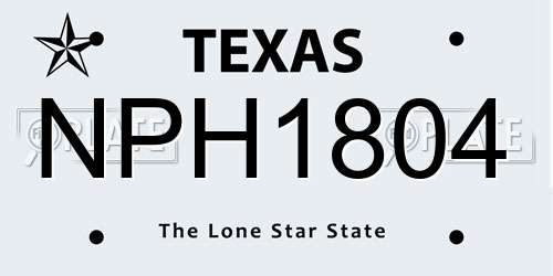 NPH1804 Texas License Plate