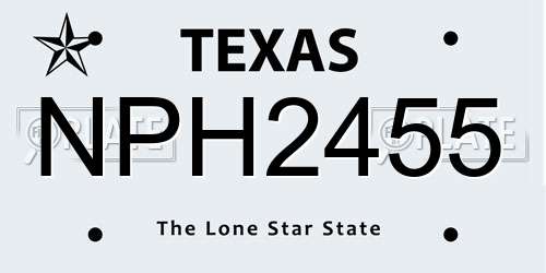 NPH2455 Texas License Plate