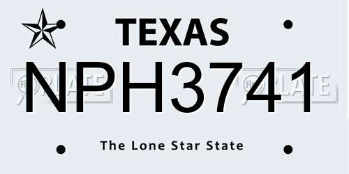NPH3741 Texas License Plate