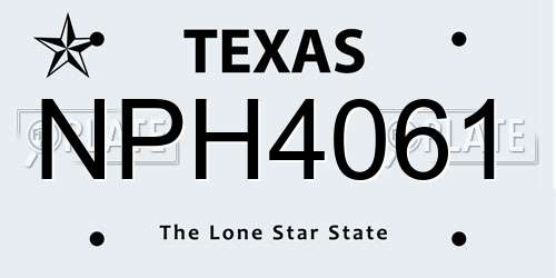 NPH4061 Texas License Plate