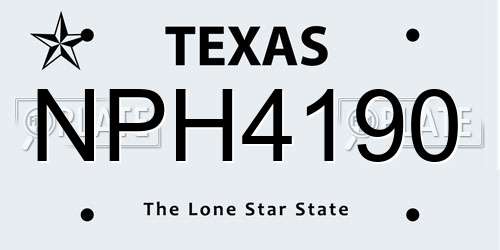 NPH4190 Texas License Plate