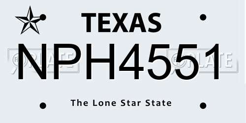 NPH4551 Texas License Plate