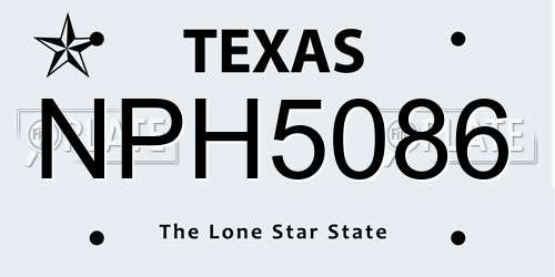 NPH5086 Texas License Plate