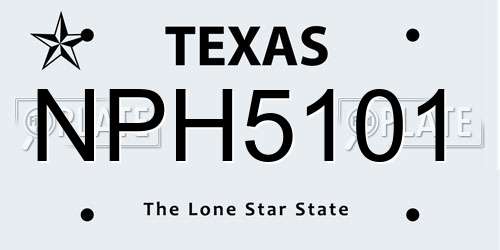 NPH5101 Texas License Plate
