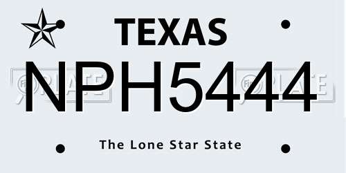 NPH5444 Texas License Plate