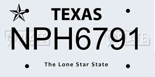 NPH6791 Texas License Plate