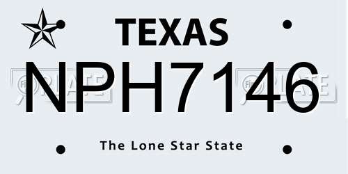 NPH7146 Texas License Plate