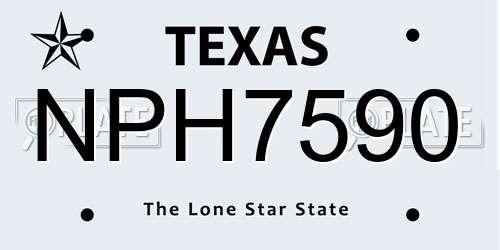 NPH7590 Texas License Plate