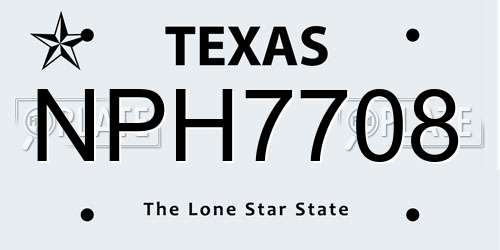 NPH7708 Texas License Plate