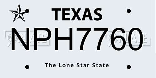 NPH7760 Texas License Plate