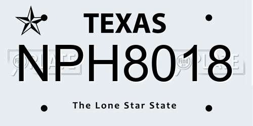 NPH8018 Texas License Plate