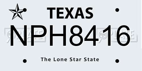 NPH8416 Texas License Plate