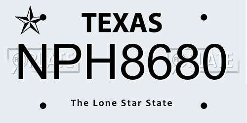 NPH8680 Texas License Plate