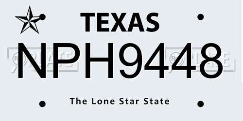 NPH9448 Texas License Plate