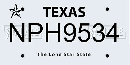 NPH9534 Texas License Plate