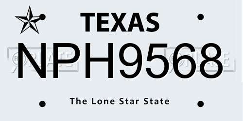 NPH9568 Texas License Plate