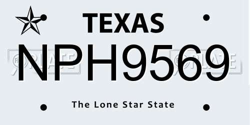 NPH9569 Texas License Plate