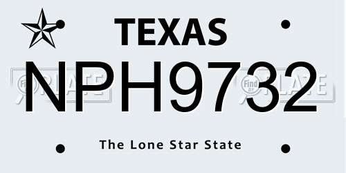 NPH9732 Texas License Plate