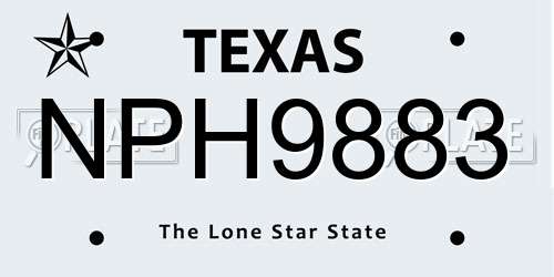 NPH9883 Texas License Plate