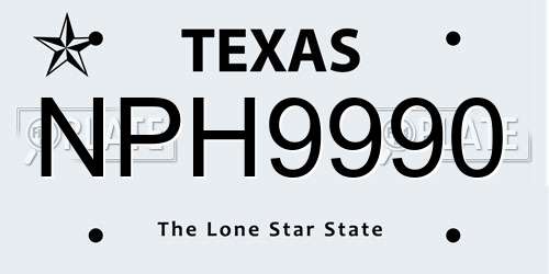 NPH9990 Texas License Plate