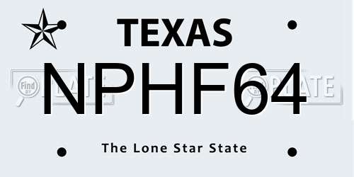 NPHF64 Texas License Plate