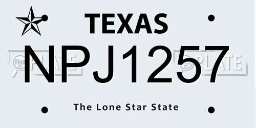 NPJ1257 Texas License Plate