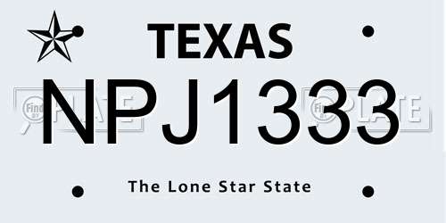 NPJ1333 Texas License Plate