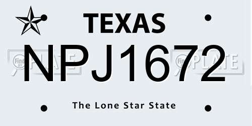 NPJ1672 Texas License Plate