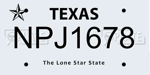 NPJ1678 Texas License Plate
