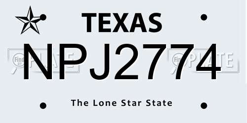 NPJ2774 Texas License Plate