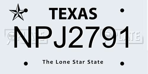 NPJ2791 Texas License Plate