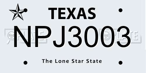 NPJ3003 Texas License Plate