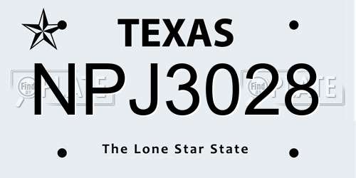 NPJ3028 Texas License Plate