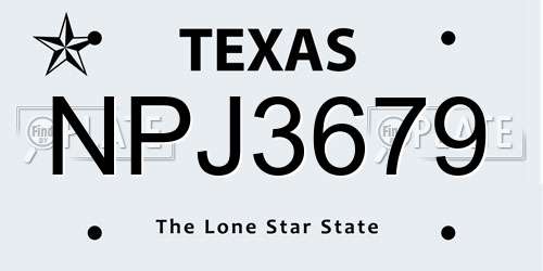 NPJ3679 Texas License Plate