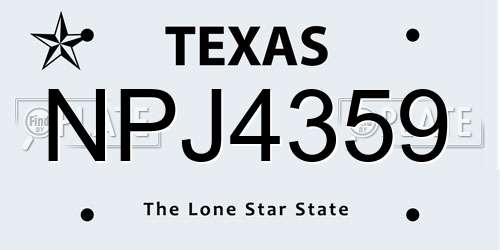 NPJ4359 Texas License Plate