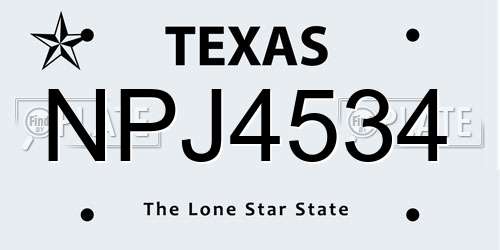 NPJ4534 Texas License Plate